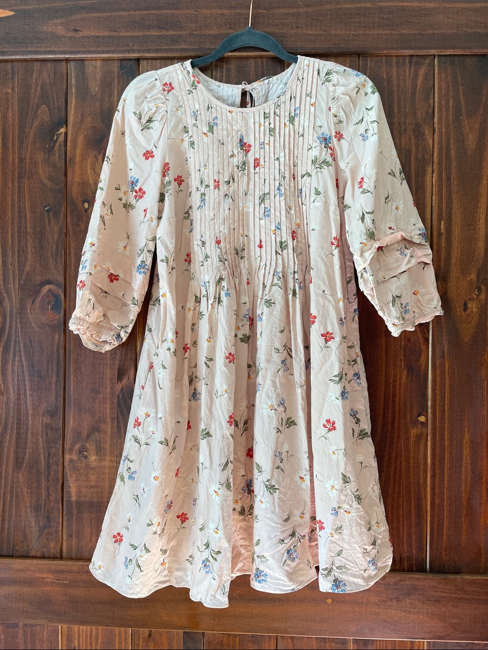 Madewell Pintuck Puff Sleeve Dress in Seaside Floral